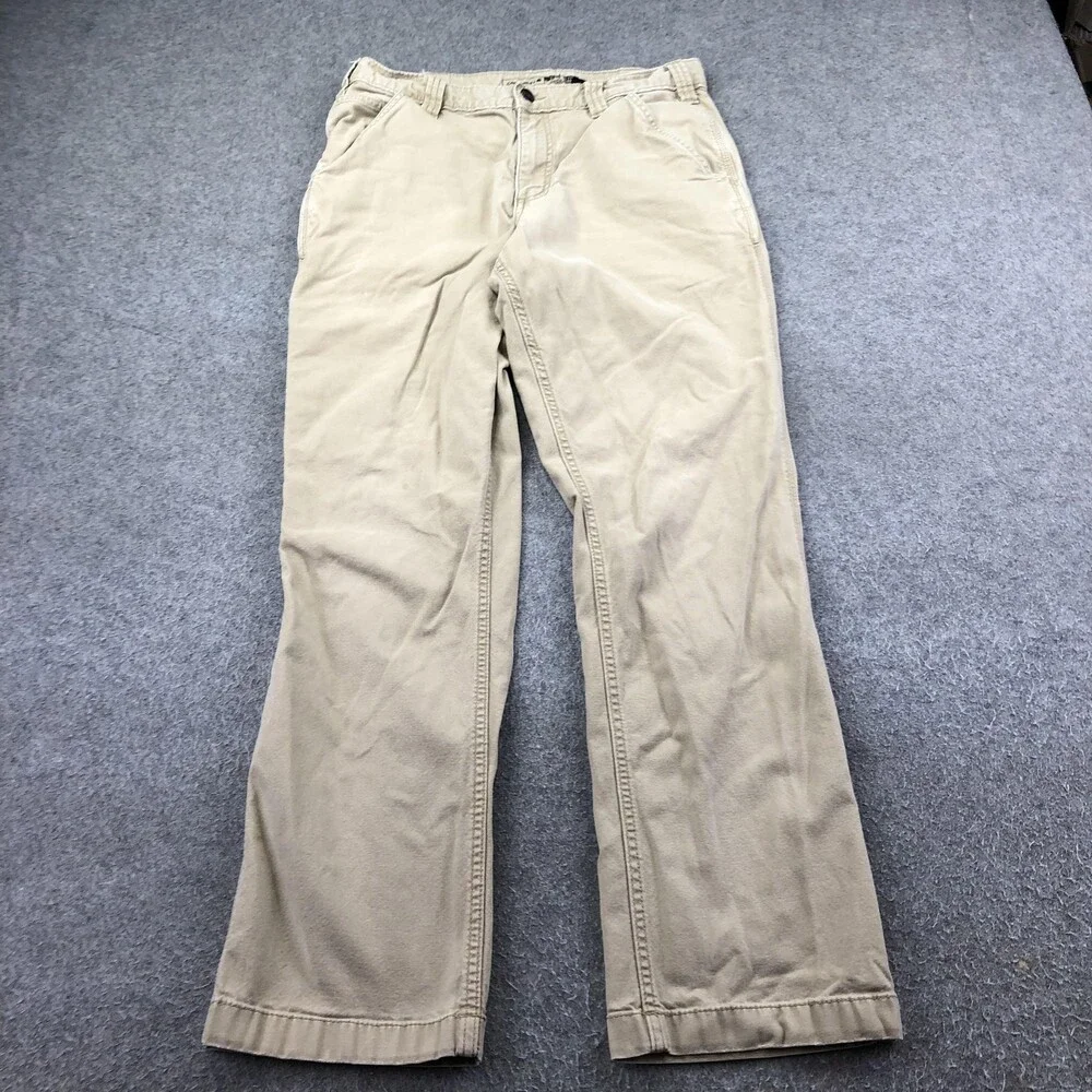 Carhartt Pants Mens 32x32 Beige Canvas Carpenter Relaxed Fit Straight Workwear